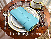 Aqua Blue Hemstitch Dinner Napkins. 18"x18" - Click Image to Close